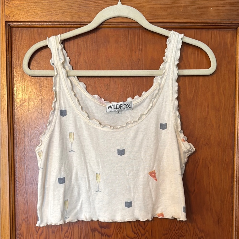 Wildfox Cream Tank Top with Fun Print